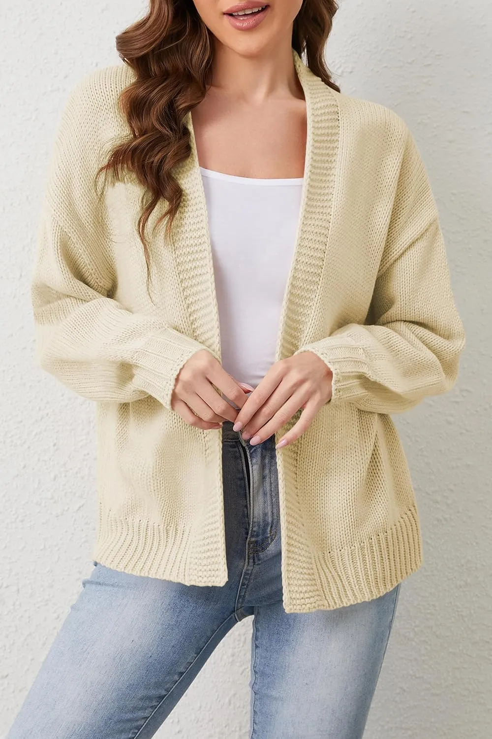 Cakulo Womens 2024 Cardigan Sweaters Fall Oversized Chunky 3D Flower Open Front Knit Cardigans Trendy
