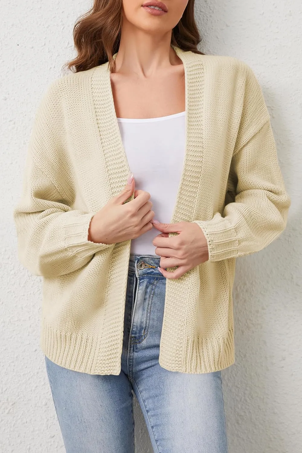 Cakulo Womens 2024 Cardigan Sweaters Fall Oversized Chunky 3D Flower Open Front Knit Cardigans Trendy