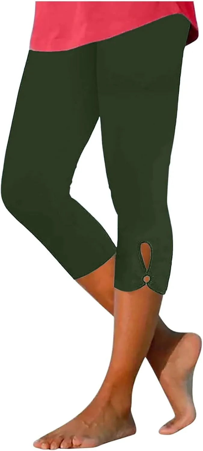 Capri Leggings for Women Tummy Control High Waisted Yoga Pants Non See Through Workout Athletic Running Leggings