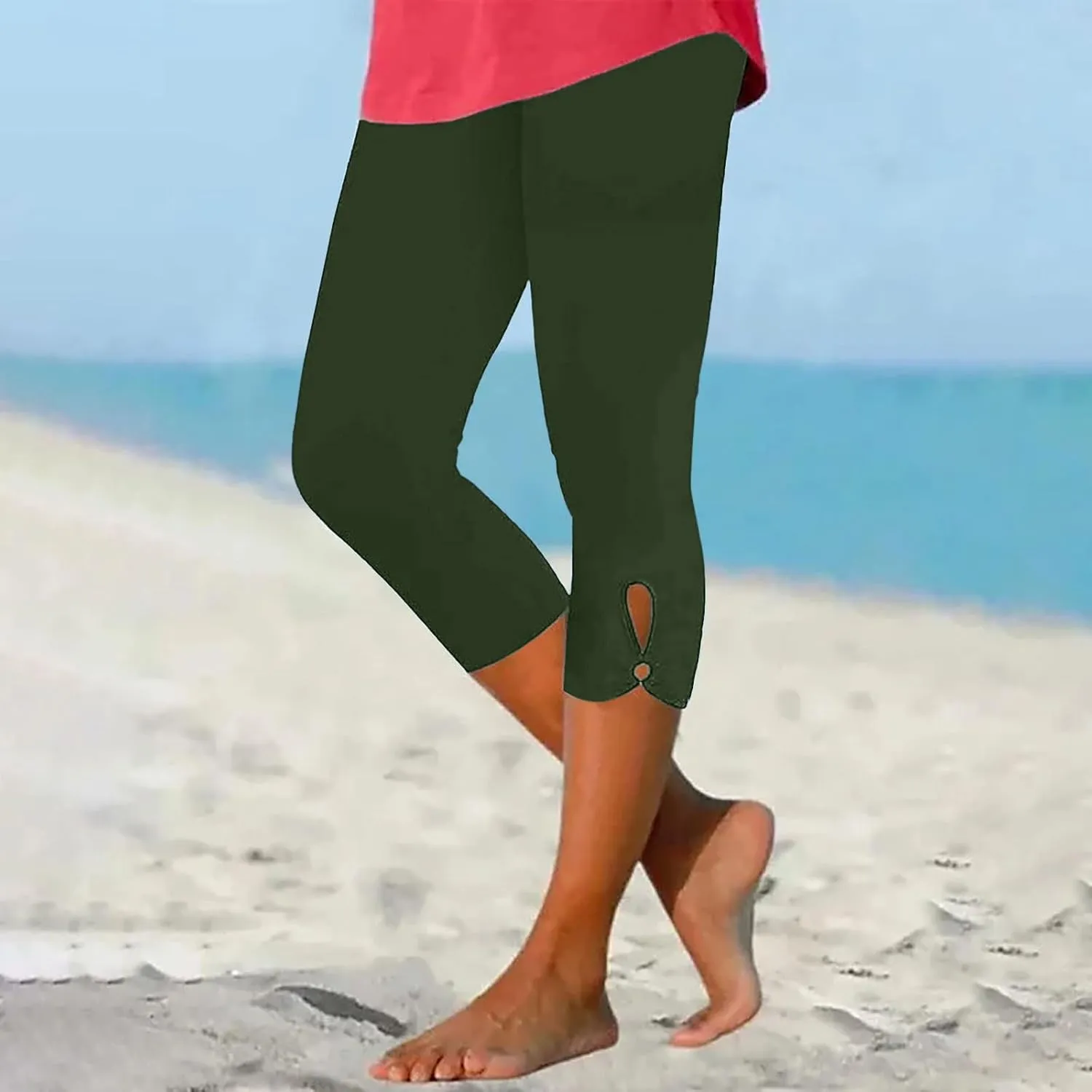 Capri Leggings for Women Tummy Control High Waisted Yoga Pants Non See Through Workout Athletic Running Leggings