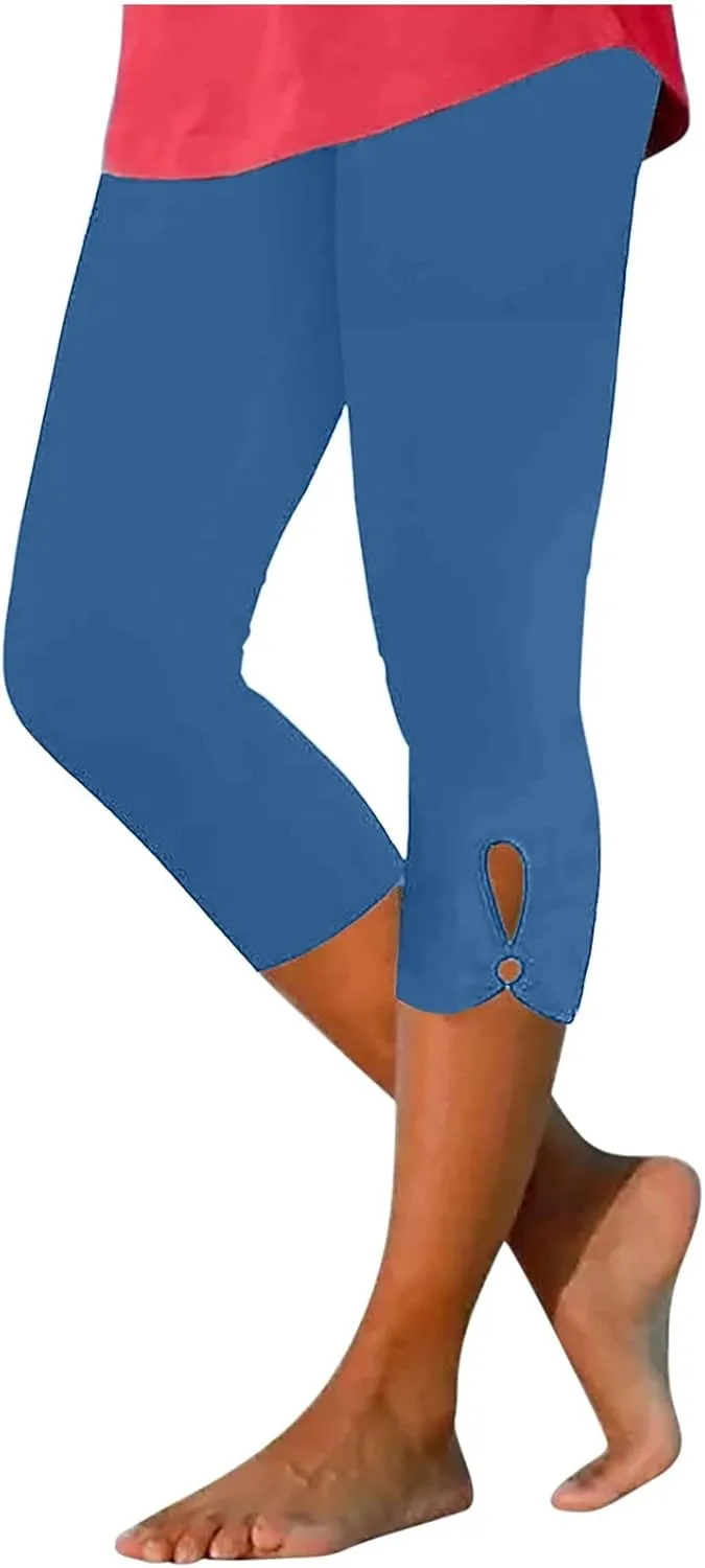 Capri Leggings for Women Tummy Control High Waisted Yoga Pants Non See Through Workout Athletic Running Leggings