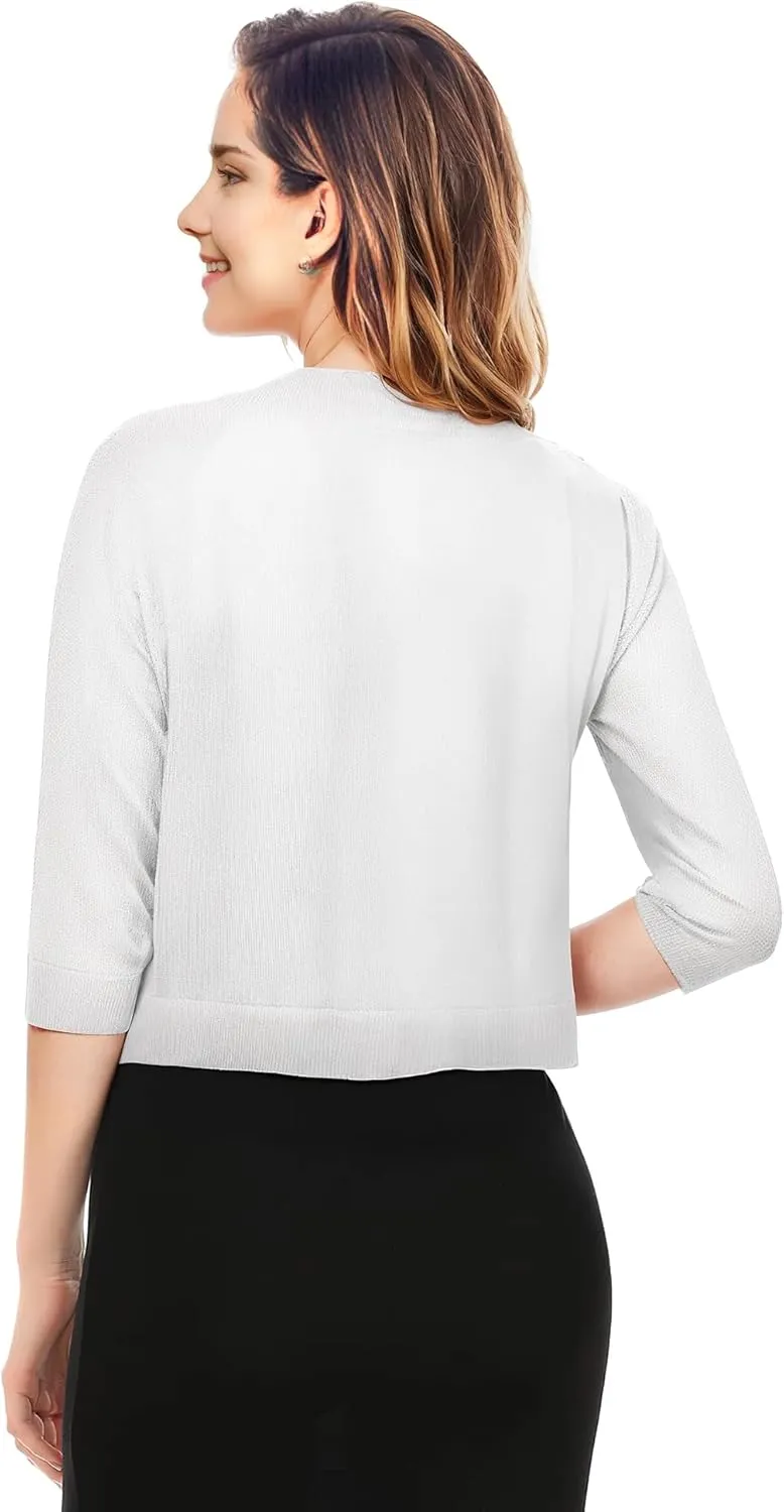 Cardigan for Women, Lightweight Cardigans Women Dressy for Summer, Short Bolero 3/4 Sleeve Cropped Shrug Sweaters Jacket