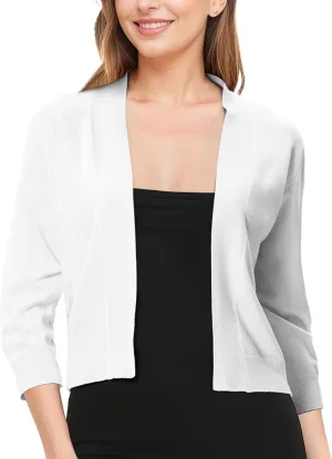 Cardigan for Women, Lightweight Cardigans Women Dressy for Summer, Short Bolero 3/4 Sleeve Cropped Shrug Sweaters Jacket