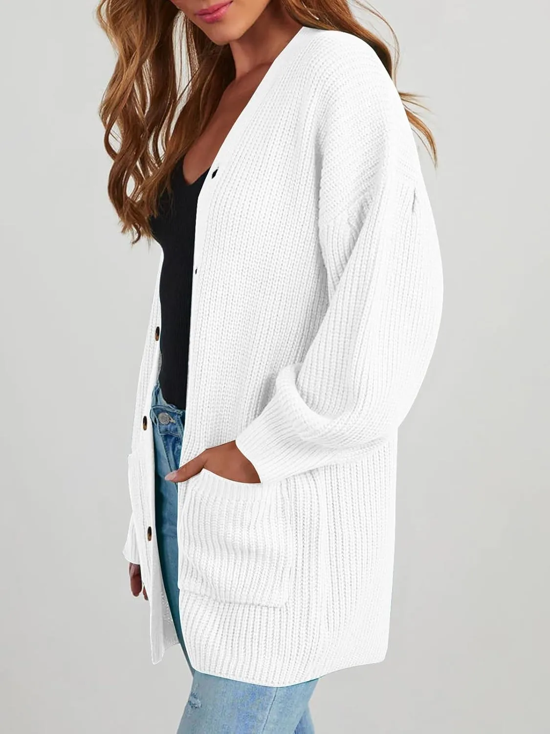 Cardigan Sweaters for Women Oversized Chunky Knit Long Cardigan Open Front Button Cardigans Trendy Fall with Pockets