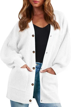 Cardigan Sweaters for Women Oversized Chunky Knit Long Cardigan Open Front Button Cardigans Trendy Fall with Pockets