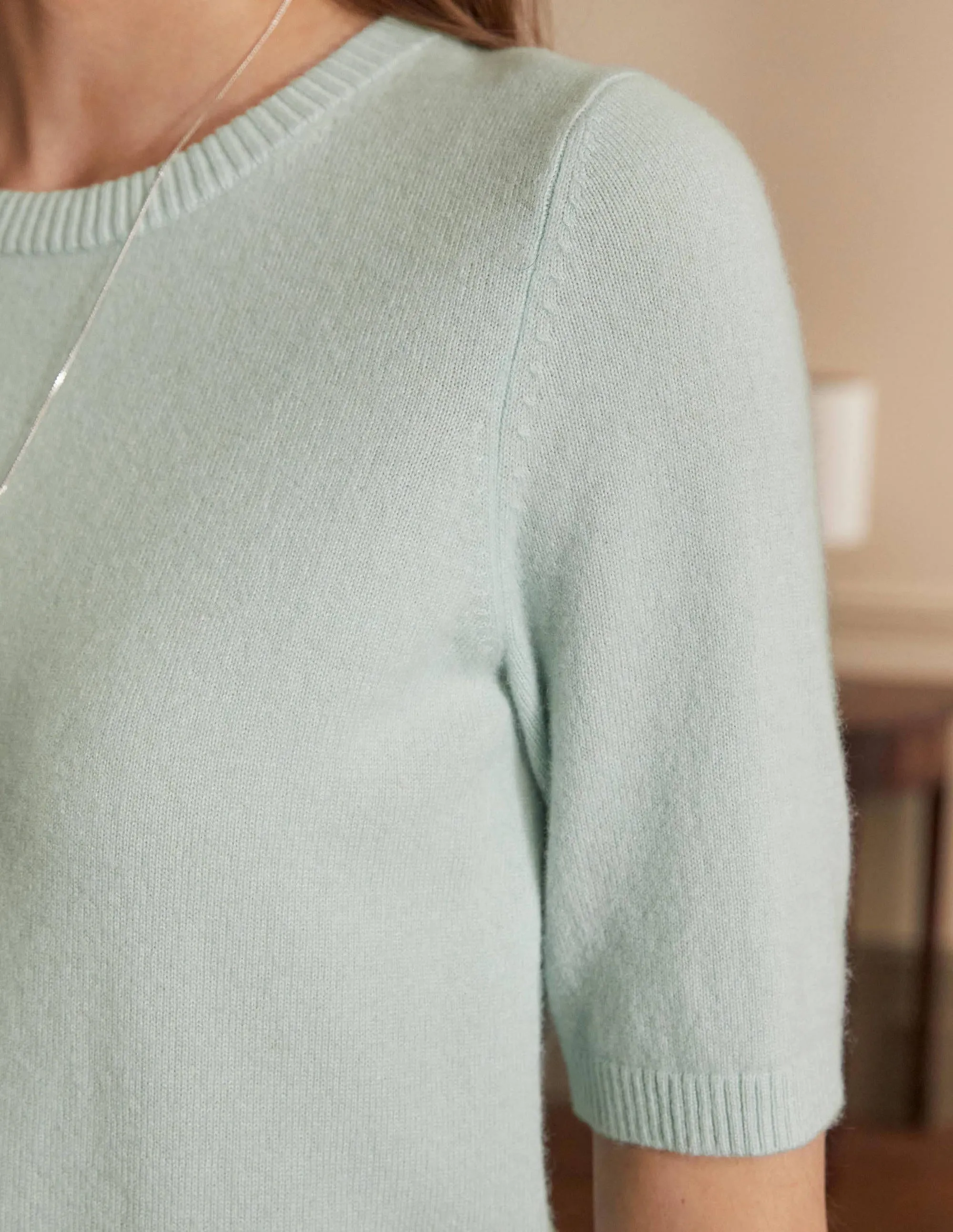 Cashmere Knitted Top-Aquamarine Blue