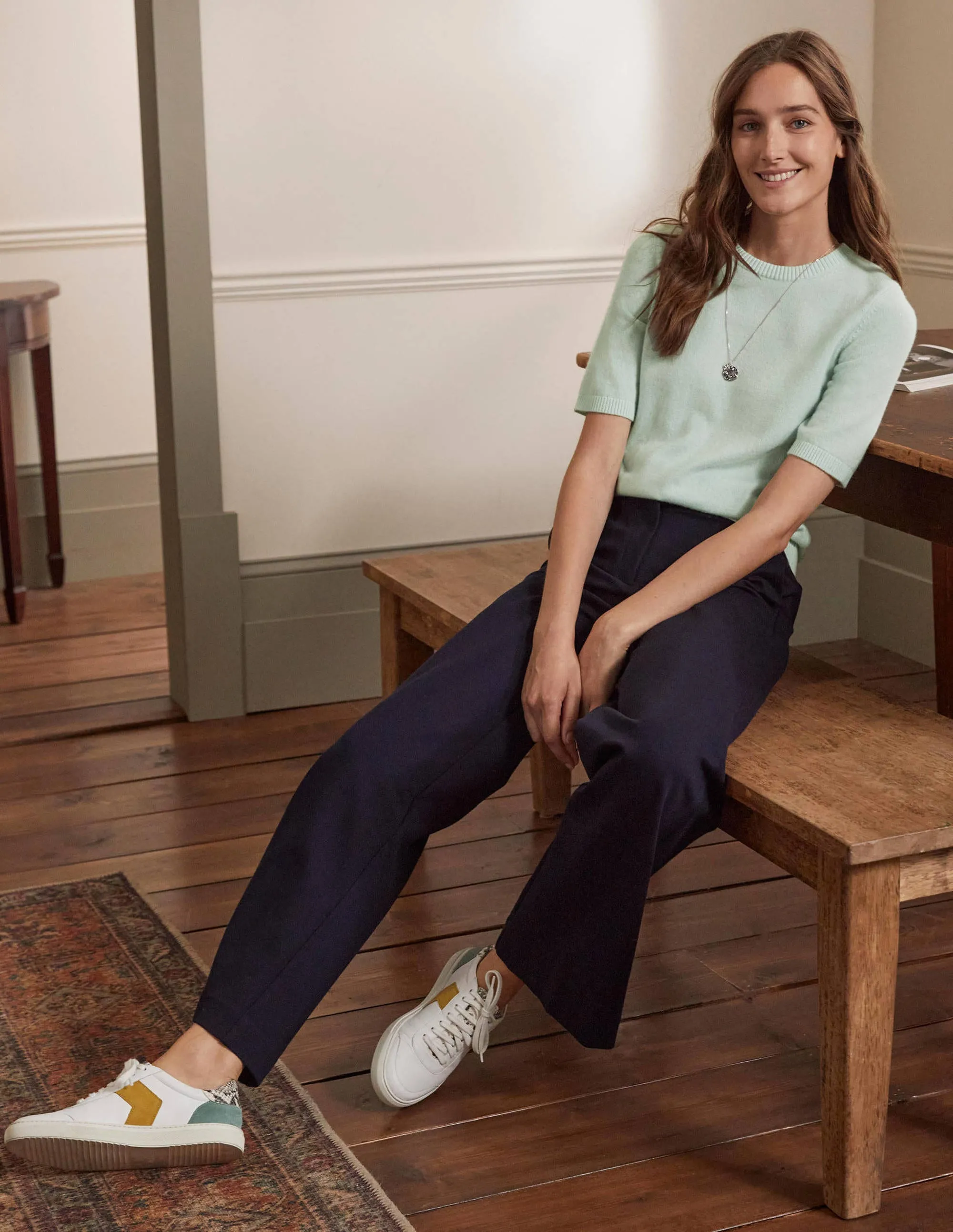 Cashmere Knitted Top-Aquamarine Blue