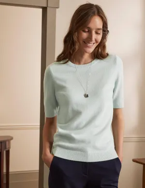 Cashmere Knitted Top-Aquamarine Blue