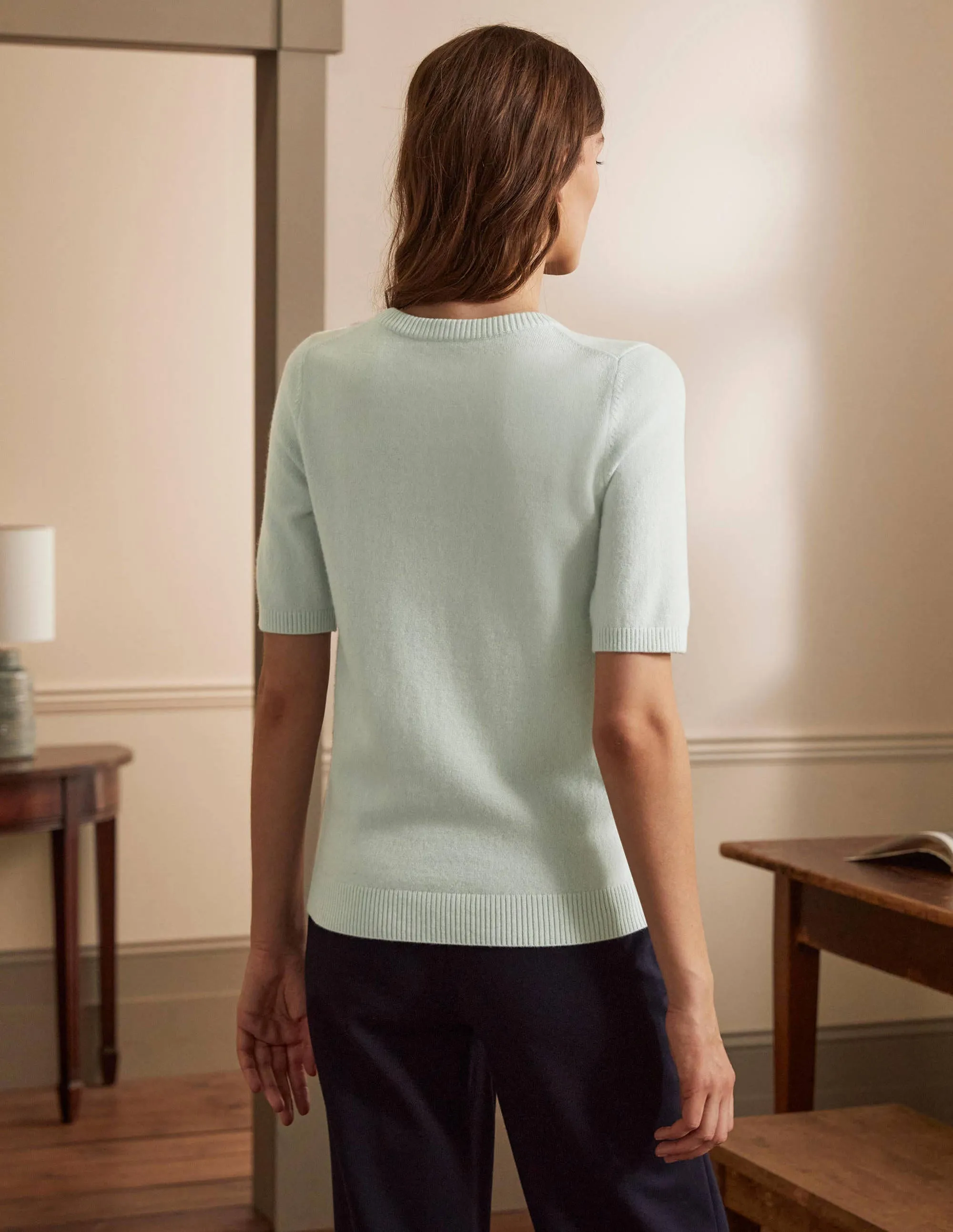 Cashmere Knitted Top-Aquamarine Blue