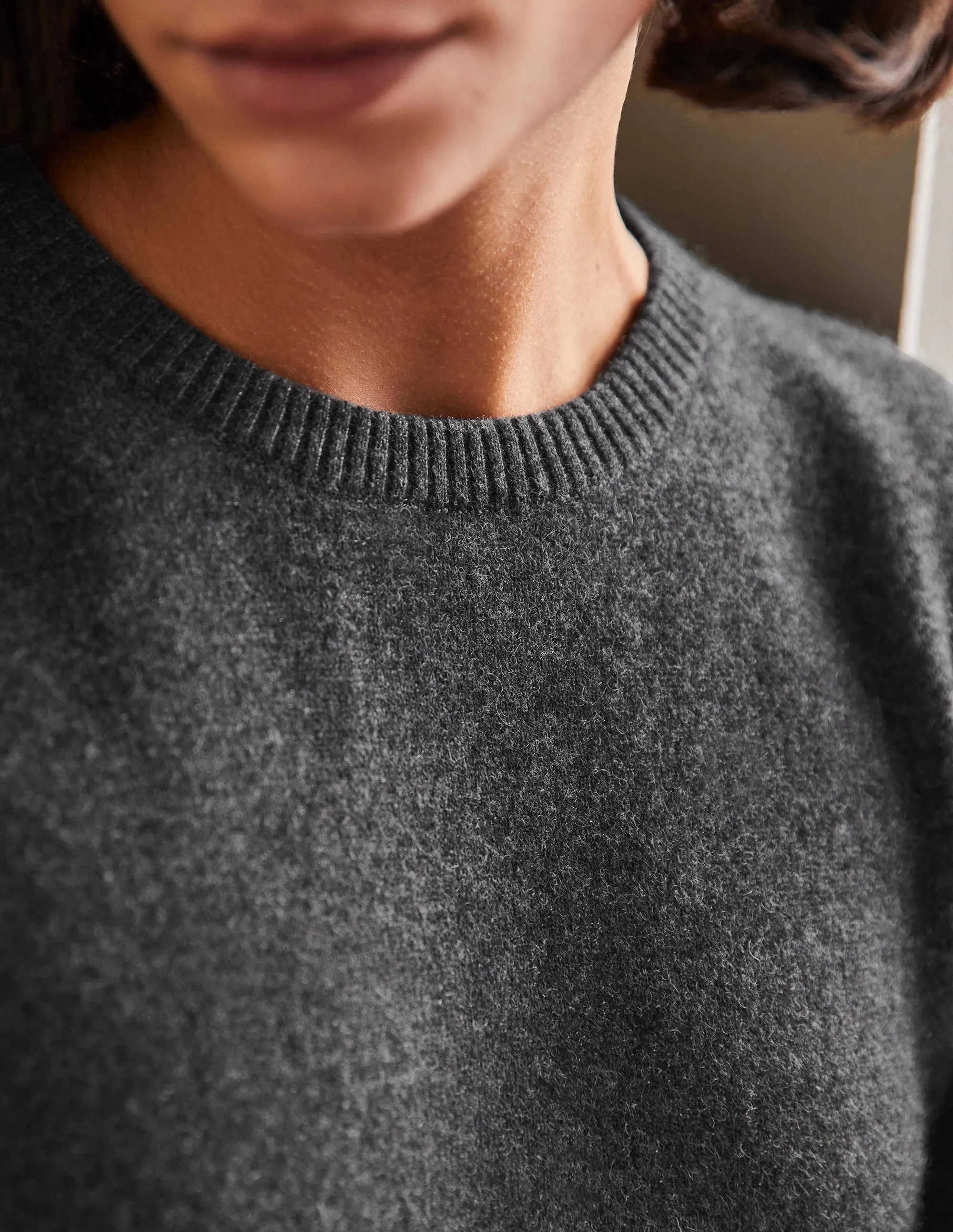 Cashmere Knitted Top-Charcoal Melange