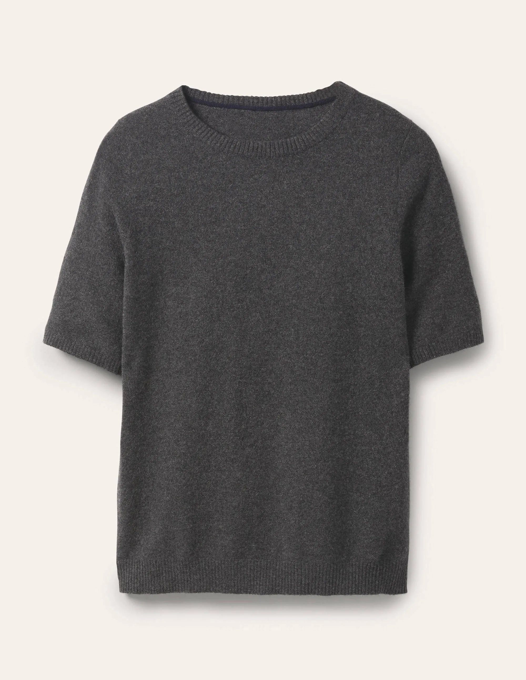 Cashmere Knitted Top-Charcoal Melange