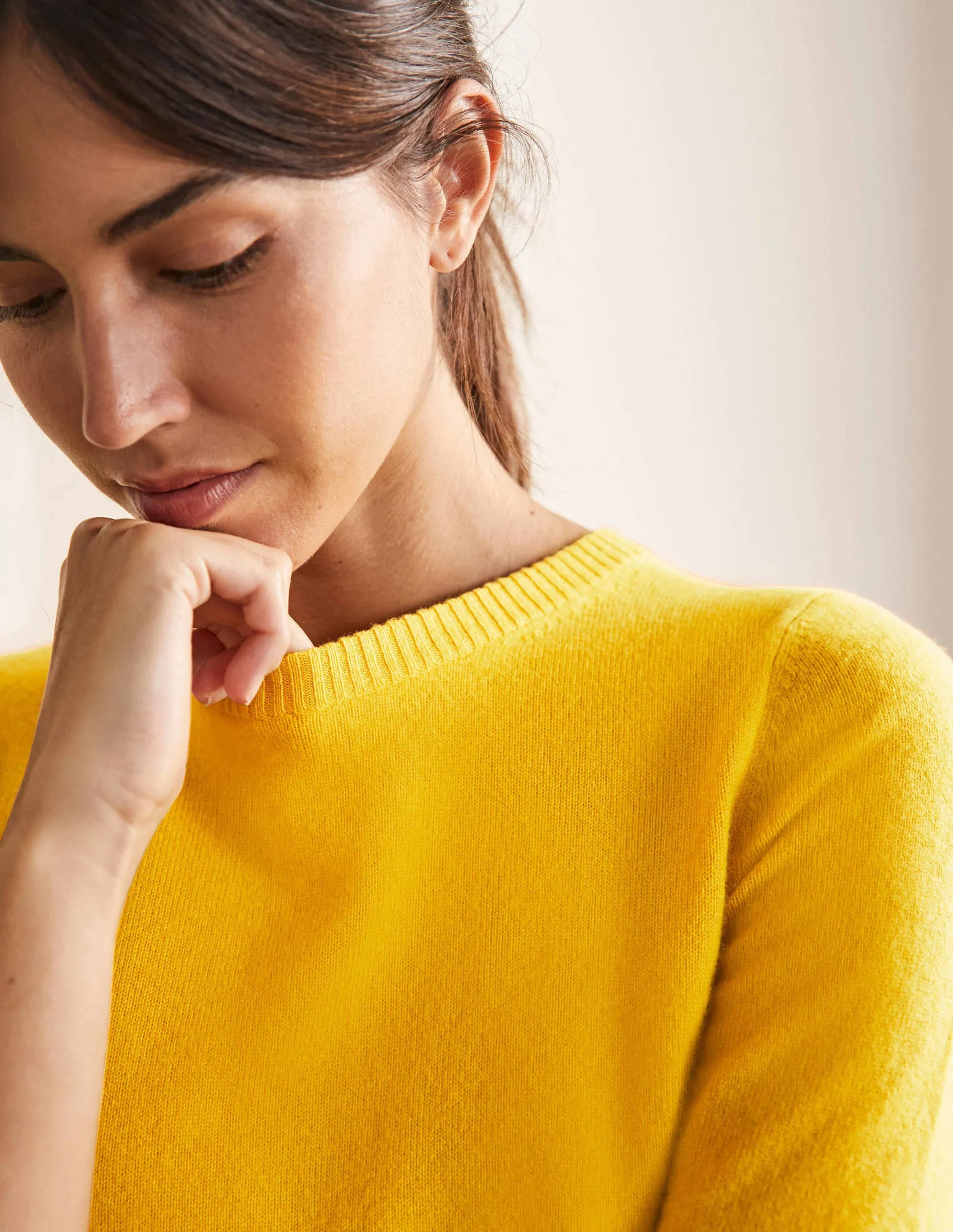 Cashmere Knitted Top-Citrine Yellow
