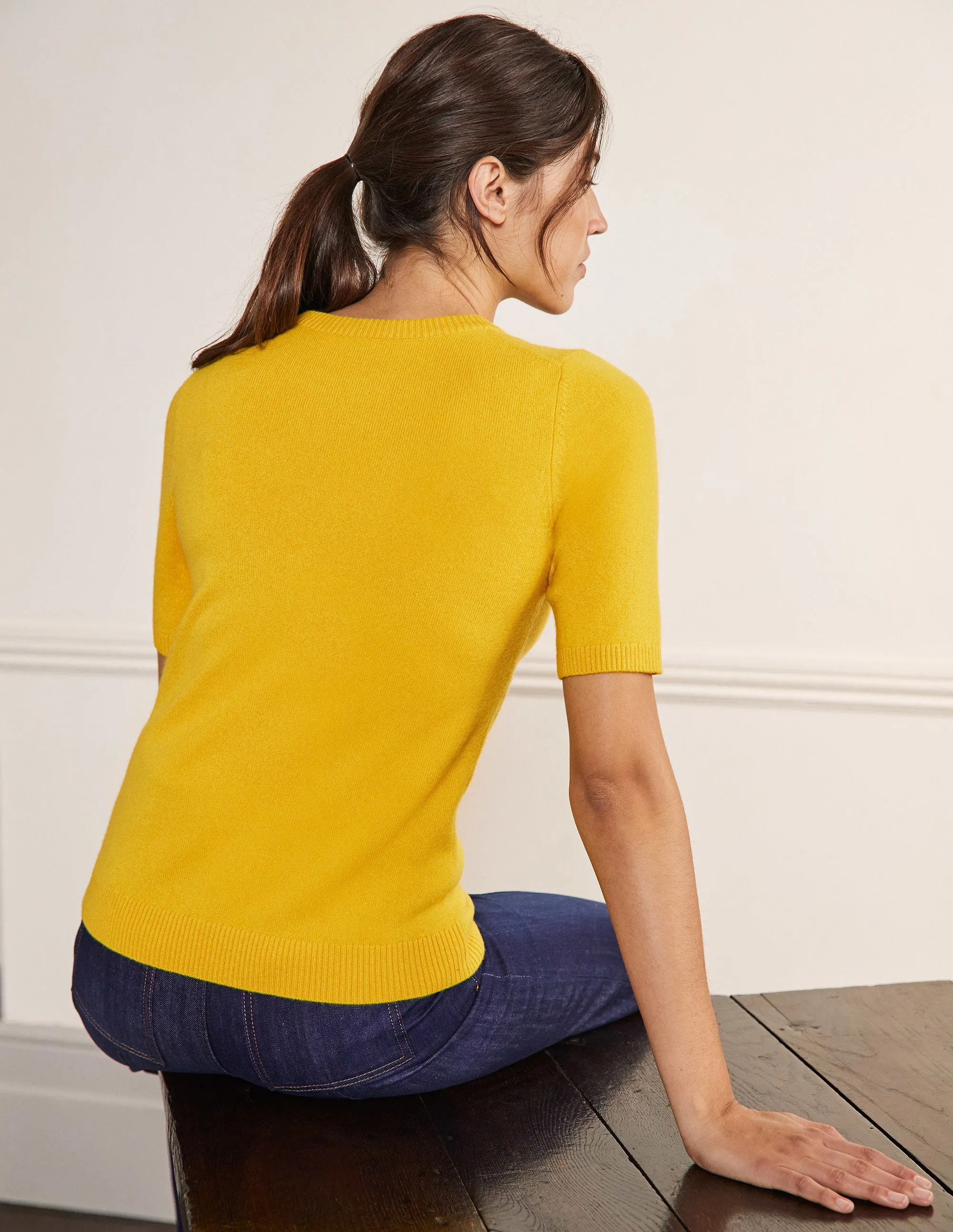 Cashmere Knitted Top-Citrine Yellow