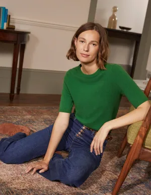Cashmere Knitted Top-Emerald Green