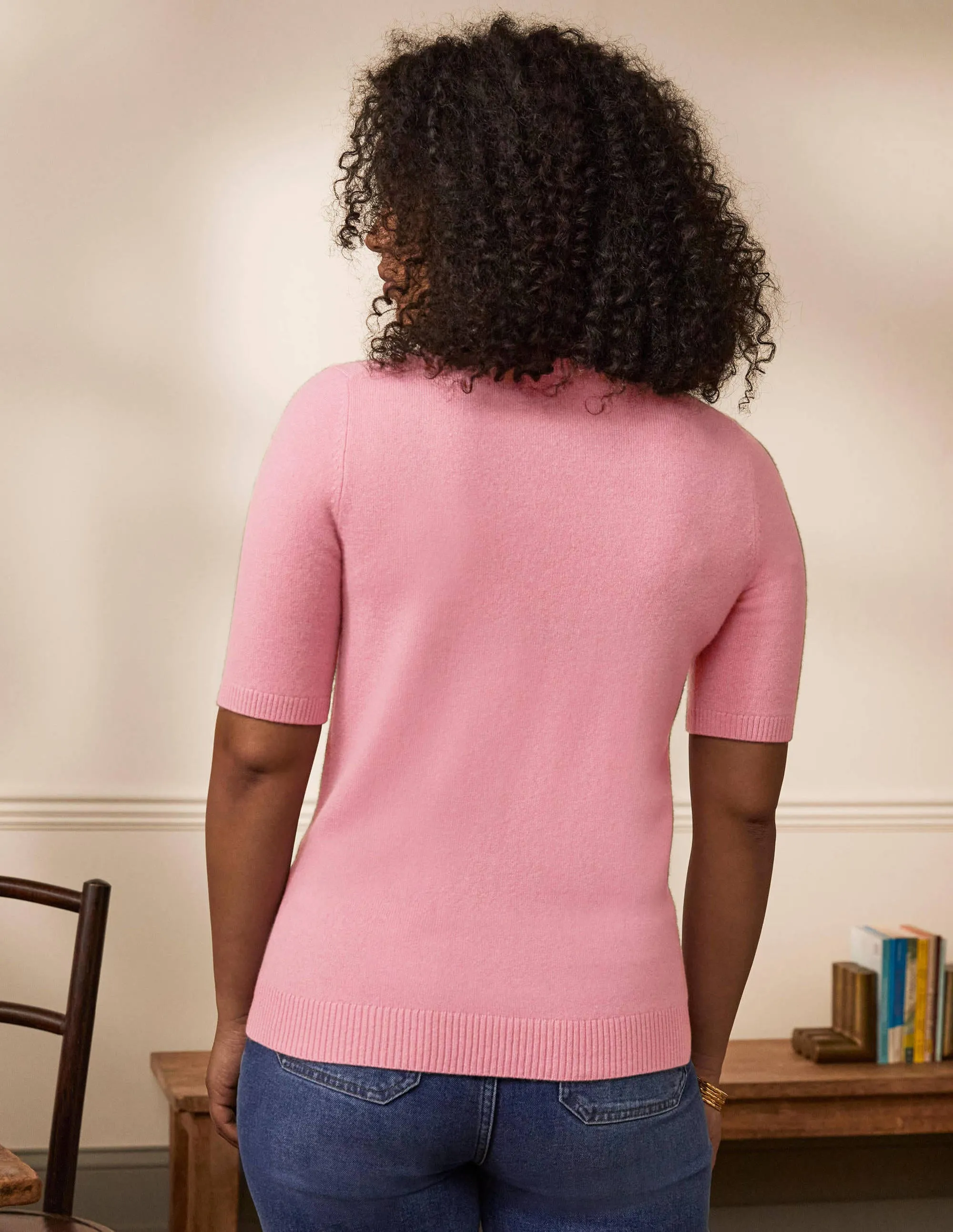 Cashmere Knitted Top-Rose Quartz Pink