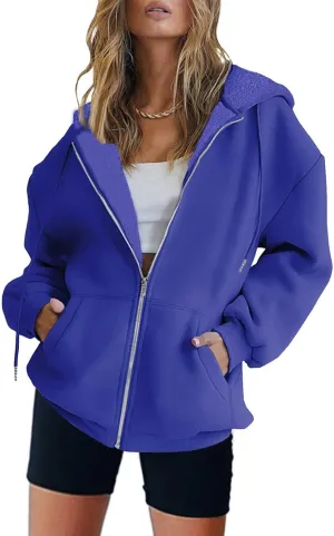 Ceboyel Full Zip Up Hoodies For Women Oversized Sweatshirts Tops Long Sleeve Fall Jackets Y2K Preppy Teen Girl Clothes 2023