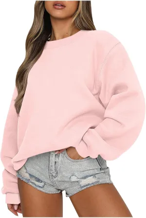 Ceboyel Oversized Sweatshirt for Women Solid Color Crewneck Pullover Tops Long Sleeve Sweaters Fall Fashion Trendy Clothes