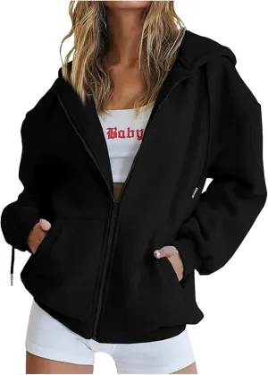 Ceboyel Sweatshirt for Womens Fashion Full Zip Hoodie Oversized Long Sleeve Jackets Y2k Trendy Teen Girls Fall Clothes 2023