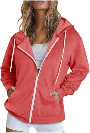 Ceboyel Sweatshirt for Womens Fashion Full Zip Hoodie Oversized Long Sleeve Jackets Y2k Trendy Teen Girls Fall Clothes 2023