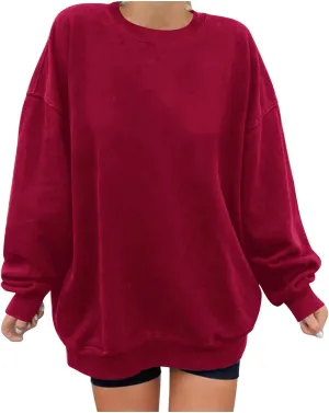 Ceboyel Women Crewneck Sweatshirt Trendy Oversized Pullover Sweater Long Sleeve Shirts Y2k Fashion Clothing 2023