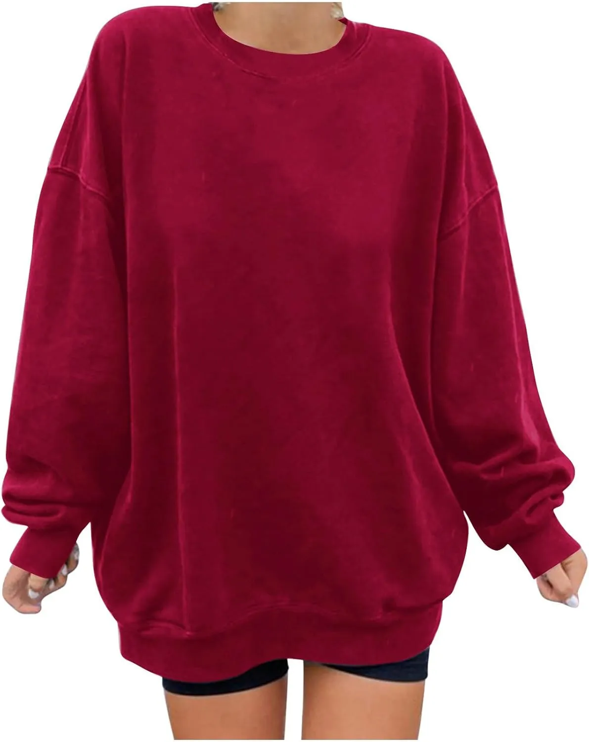 Ceboyel Women Crewneck Sweatshirt Trendy Oversized Pullover Sweater Long Sleeve Shirts Y2k Fashion Clothing 2023