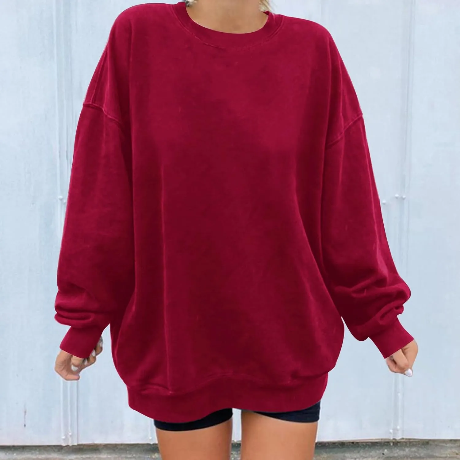 Ceboyel Women Crewneck Sweatshirt Trendy Oversized Pullover Sweater Long Sleeve Shirts Y2k Fashion Clothing 2023