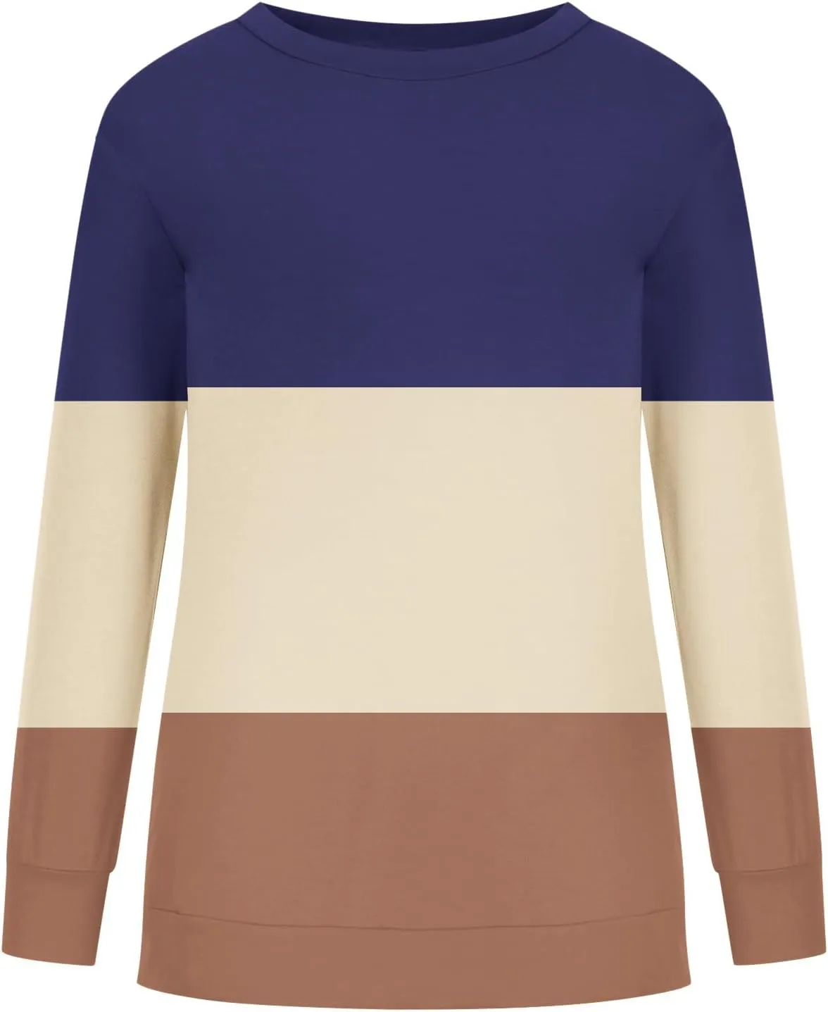 Ceboyel Women Crewneck Sweatshirts 2023 Color Block Pullover Long Sleeve Shirts Loose Fit Fall Fashion Clothing