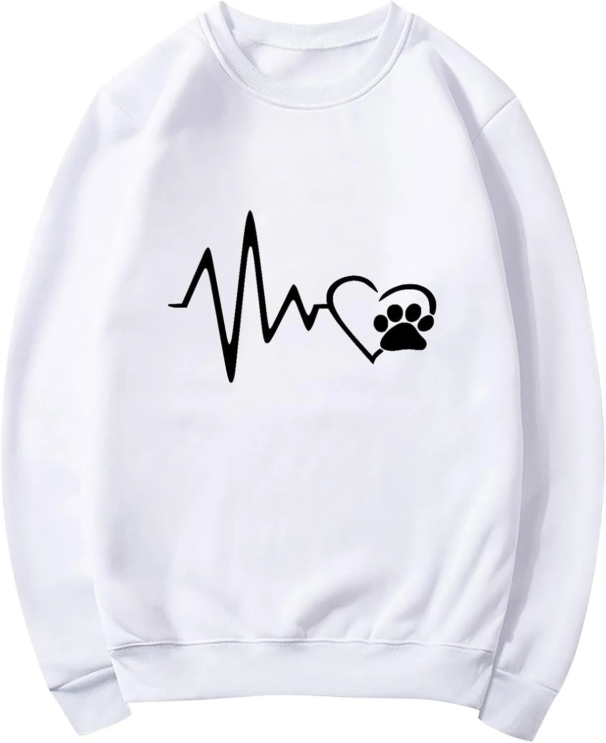 Ceboyel Women Heartbeat Print Crewneck Sweatshirt Long Sleeve Pullover Tops Shirts Sweater Cute Trendy Loose Fit Clothing