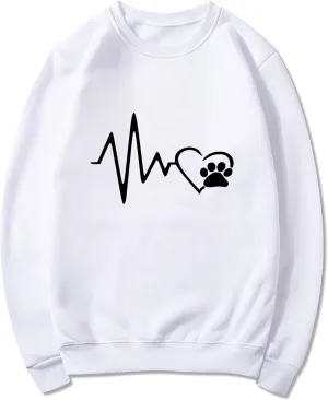 Ceboyel Women Heartbeat Print Crewneck Sweatshirt Long Sleeve Pullover Tops Shirts Sweater Cute Trendy Loose Fit Clothing