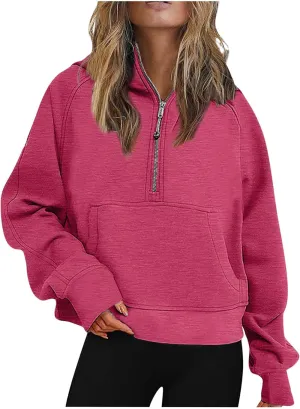 Ceboyel Women Oversized Hoodies 2023 Trendy 1/4 Zip Sweatshirt Pullover Long Sleeve Shirt Y2K Fall Fashion Outfits Clothing