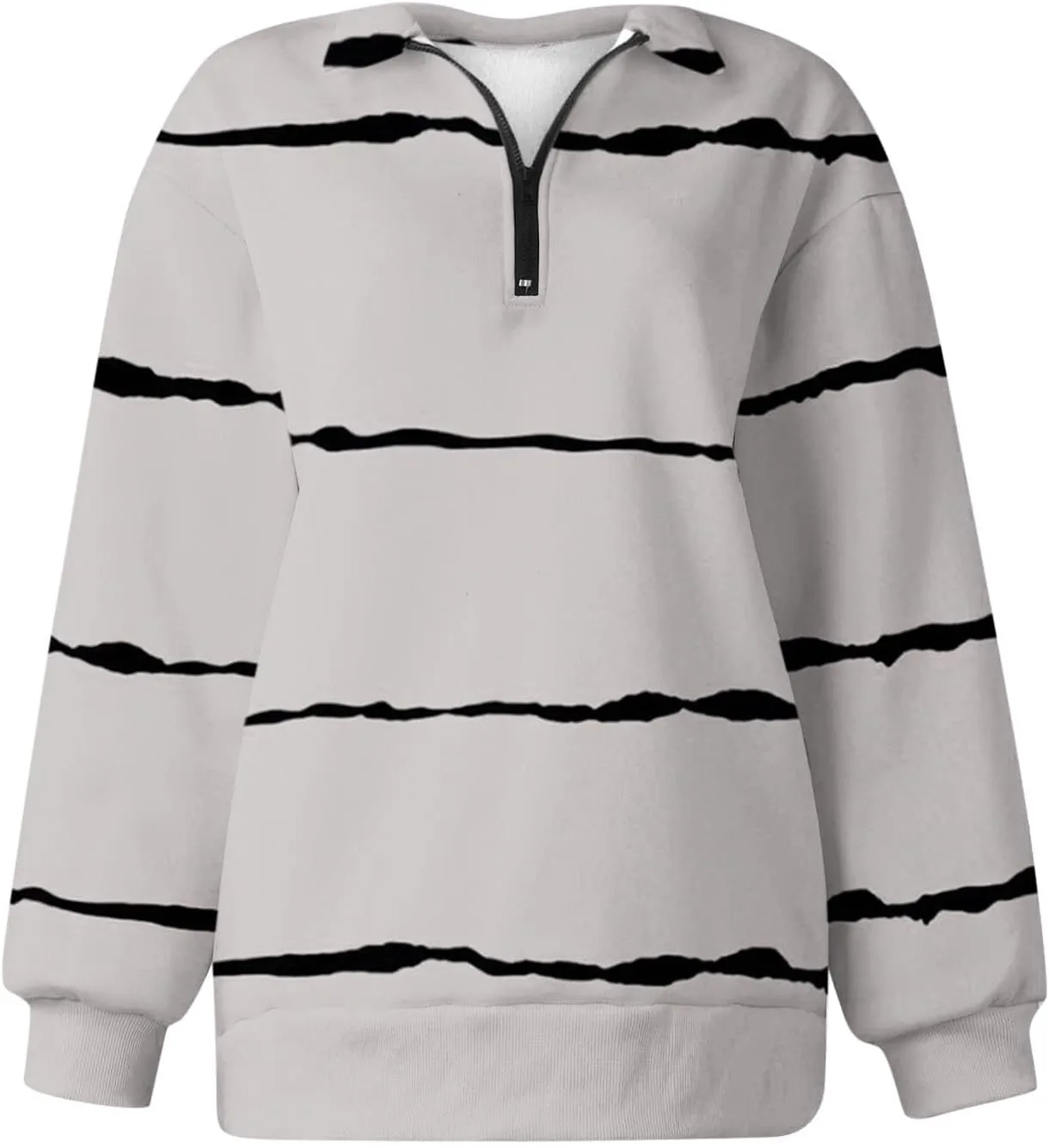 Ceboyel Women Striped Print Sweatshirts 2023 Oversized Hoodie Pullover 1/4 Zip Casual Fall Tops Loose Fit Trendy Outfits