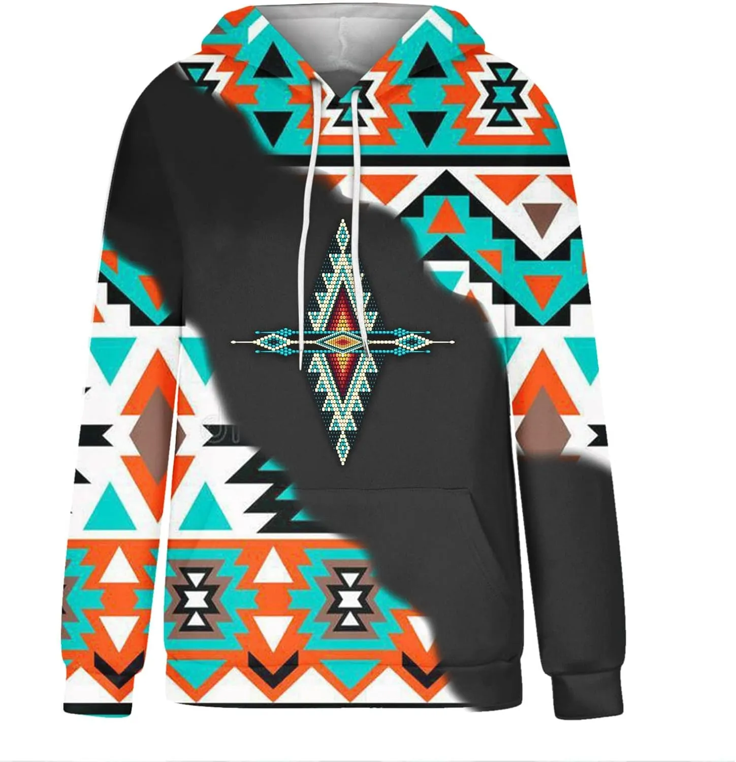 Ceboyel Women Western Aztec Hoodies Fashion Sweatshirt Pullover Ethnic Vintage Graphic Shirts Tops Causal Fall Clothes