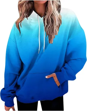 Ceboyel Womens Neon Print Oversized Sweatshirt Drawstring Pullover Sweatshirt Trendy Sweater Tops Fall Fashion Clothes 2023