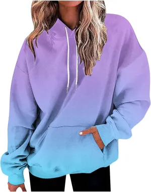 Ceboyel Womens Neon Print Oversized Sweatshirt Drawstring Pullover Sweatshirt Trendy Sweater Tops Fall Fashion Clothes 2023