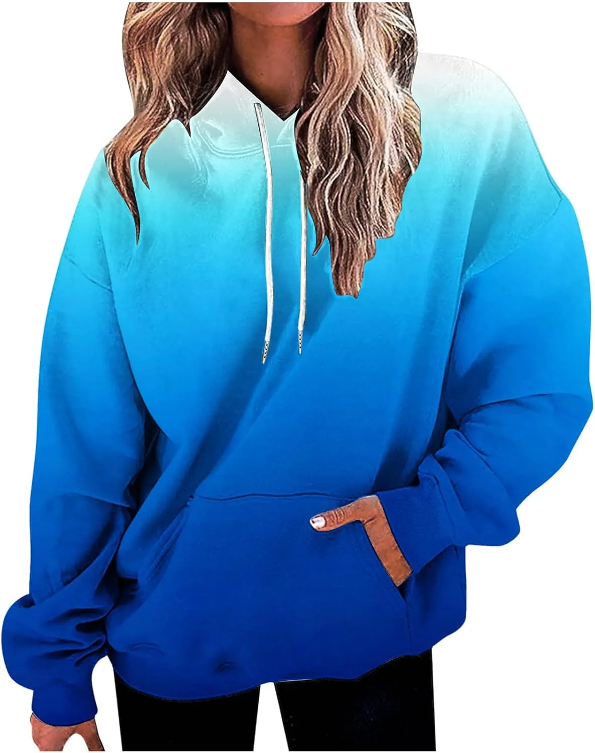 Ceboyel Womens Neon Print Oversized Sweatshirt Drawstring Pullover Sweatshirt Trendy Sweater Tops Fall Fashion Clothes 2023
