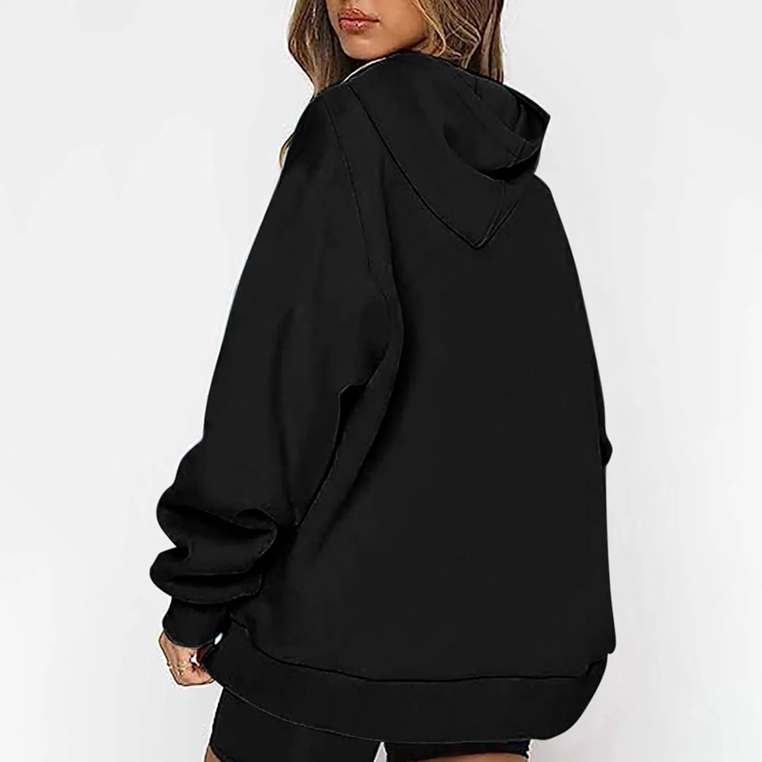 Ceboyel Womens Quarter Zip Up Sweatshirt Oversized Pullover Tops Drop Shoulder Long Sleeve Hoodie Trendy Y2K Clothes 2023