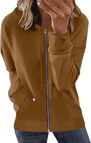 Ceboyel Women'S Zip Up Hoodies 2023 Long Sleeve Hooded Jackets Quarter Zip Pullover Sweatshirt Trendy Casual Fall Clothes