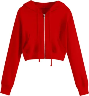Ceboyel Zip Up Hoodies for Women Cropped Long Sleeve Sweatshirts Jackets Trendy Y2k Crop Tops Teen Girls Clothes 2023