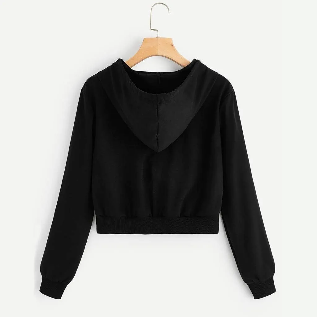 Ceboyel Zip Up Hoodies for Women Cropped Long Sleeve Sweatshirts Jackets Trendy Y2k Crop Tops Teen Girls Clothes 2023