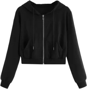 Ceboyel Zip Up Hoodies for Women Cropped Long Sleeve Sweatshirts Jackets Trendy Y2k Crop Tops Teen Girls Clothes 2023