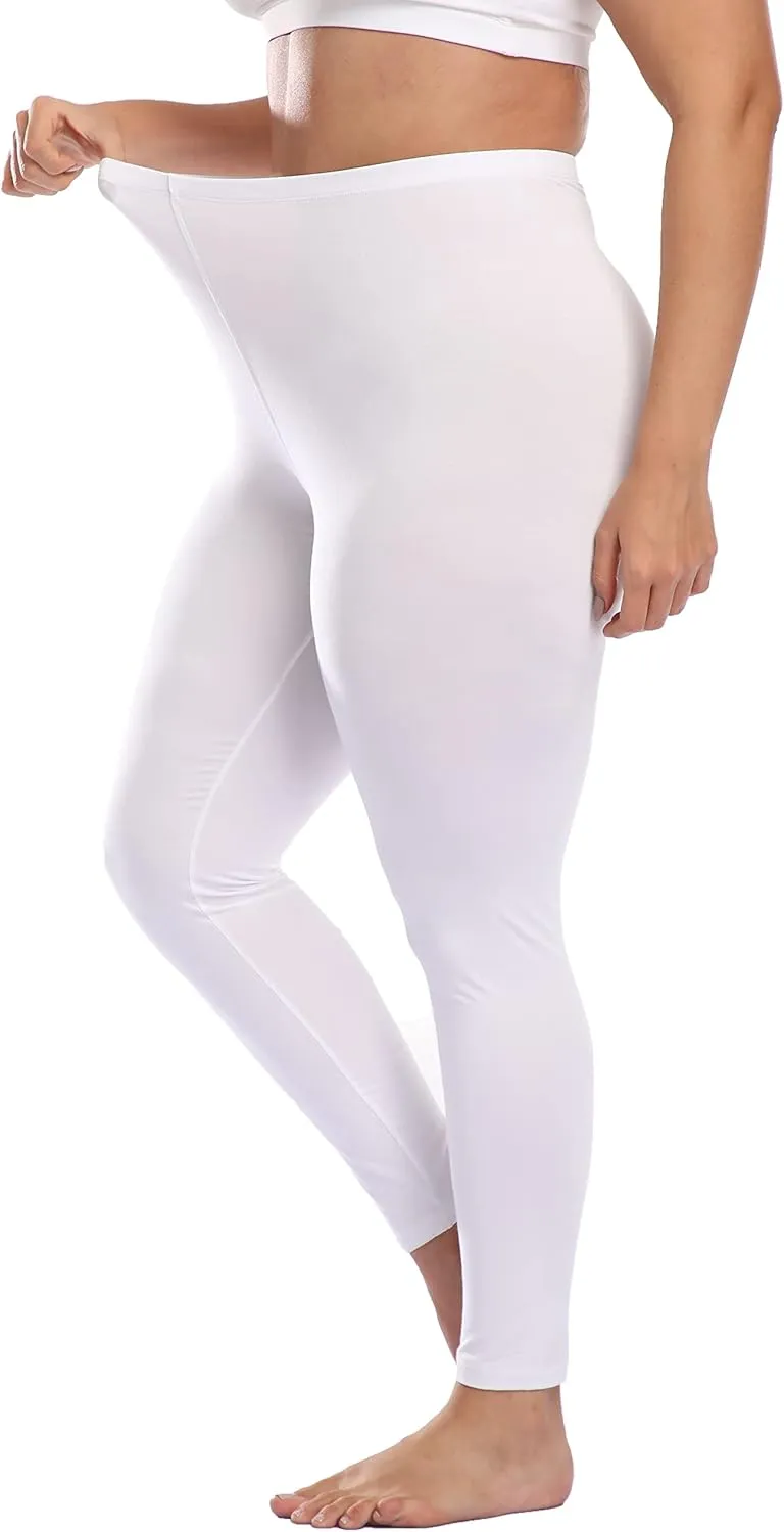 Cheapestbuy Women's Plus Size Stretchy Leggings Soft Full Length Leggings High Waist Lightweight Basic Yoga Tights Pants