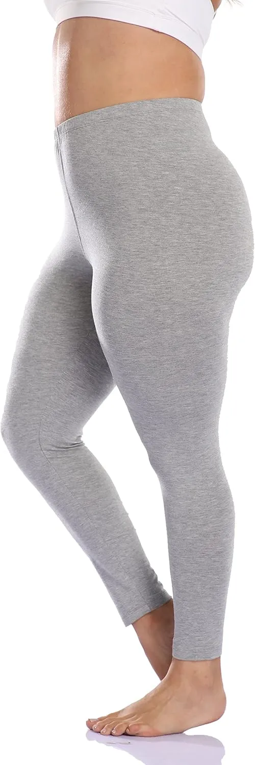 Cheapestbuy Women's Plus Size Stretchy Leggings Soft Full Length Leggings High Waist Lightweight Basic Yoga Tights Pants