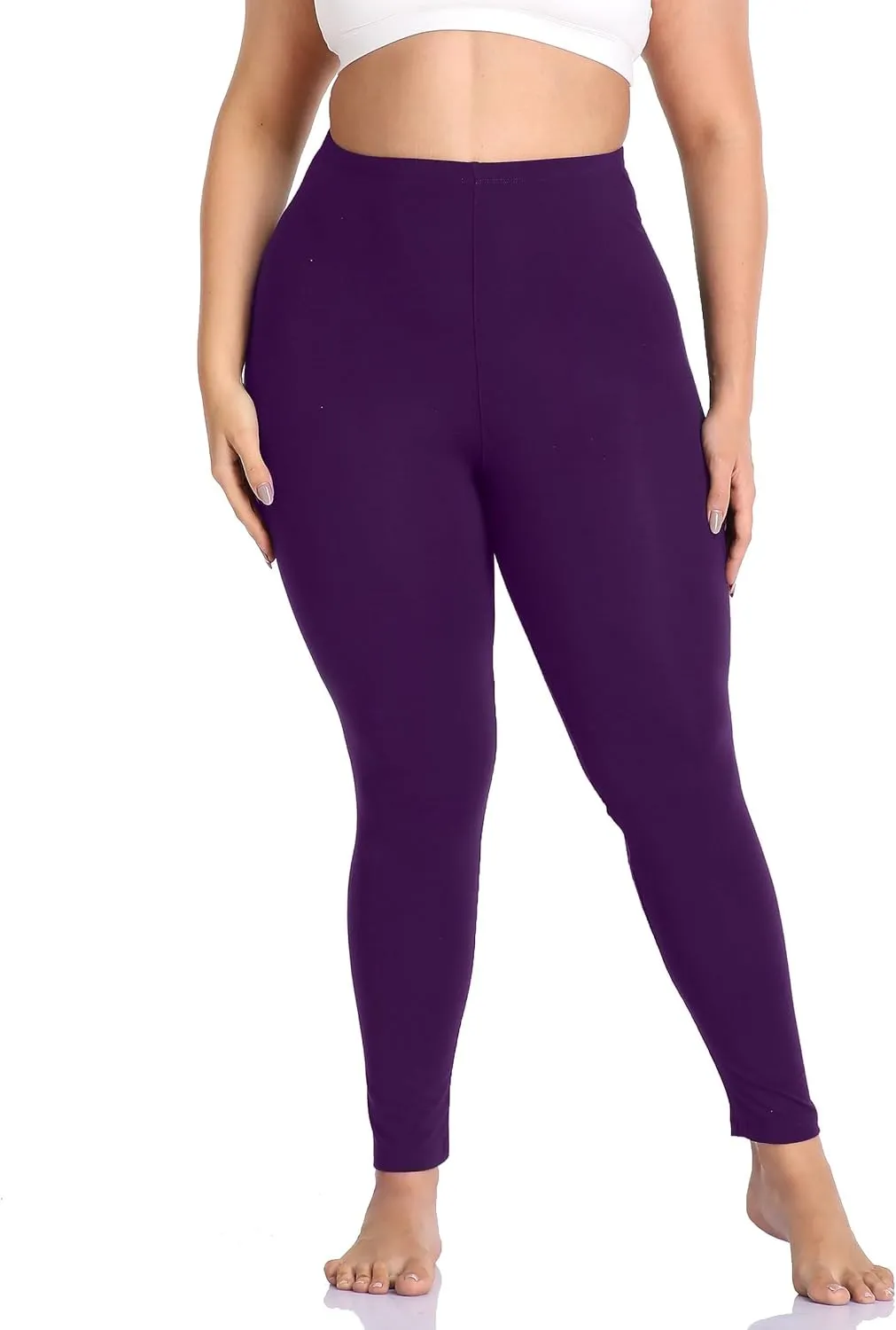 Cheapestbuy Women's Plus Size Stretchy Leggings Soft Full Length Leggings High Waist Lightweight Basic Yoga Tights Pants