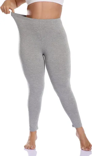 Cheapestbuy Women's Plus Size Stretchy Leggings Soft Full Length Leggings High Waist Lightweight Basic Yoga Tights Pants