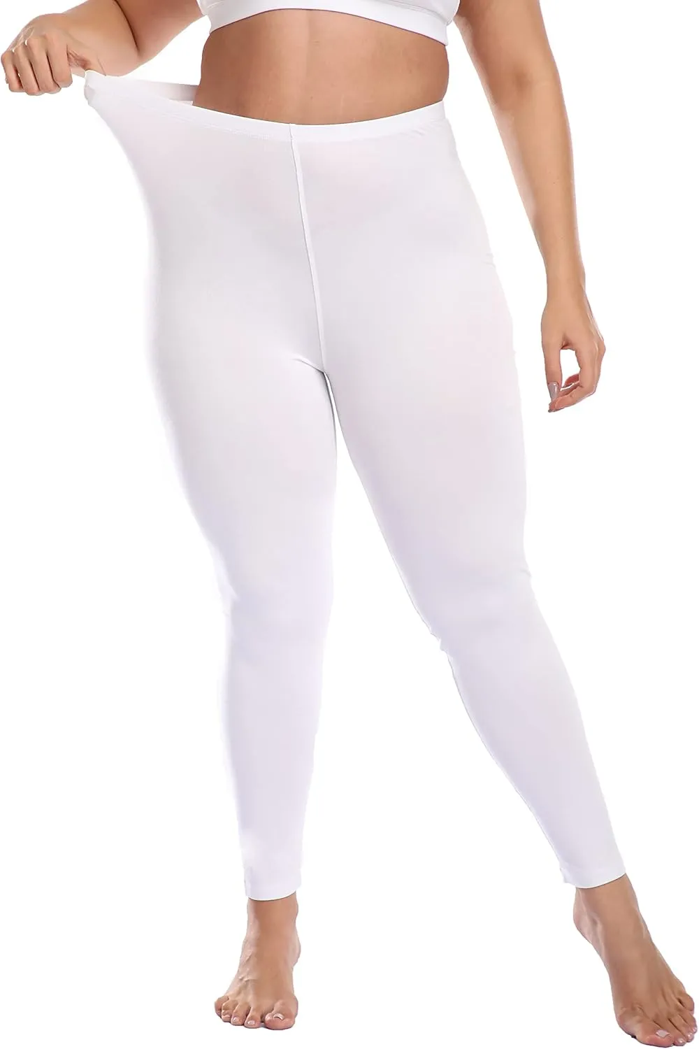 Cheapestbuy Women's Plus Size Stretchy Leggings Soft Full Length Leggings High Waist Lightweight Basic Yoga Tights Pants