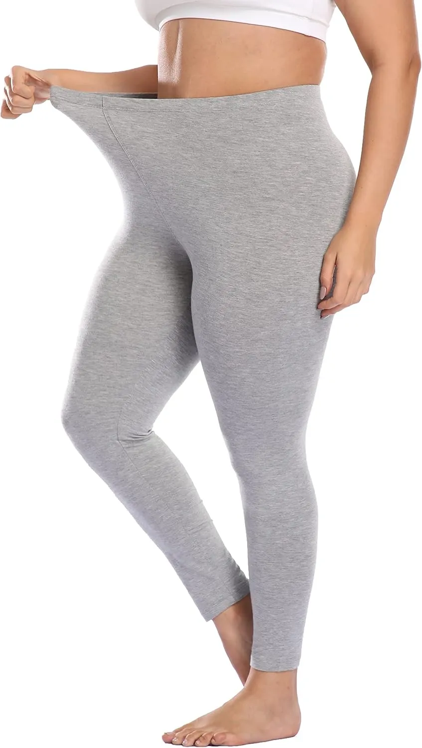 Cheapestbuy Women's Plus Size Stretchy Leggings Soft Full Length Leggings High Waist Lightweight Basic Yoga Tights Pants