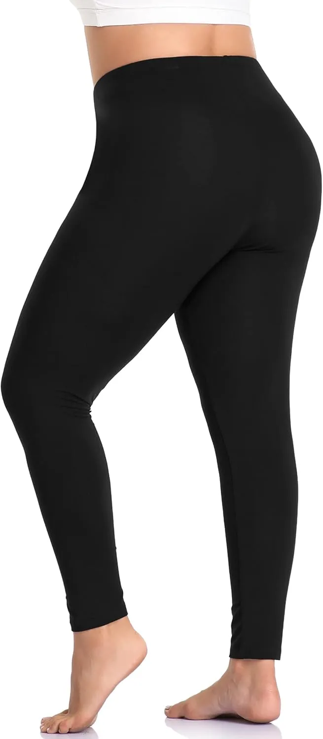 Cheapestbuy Women's Plus Size Stretchy Leggings Soft Full Length Leggings High Waist Lightweight Basic Yoga Tights Pants