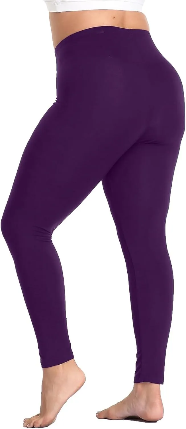 Cheapestbuy Women's Plus Size Stretchy Leggings Soft Full Length Leggings High Waist Lightweight Basic Yoga Tights Pants