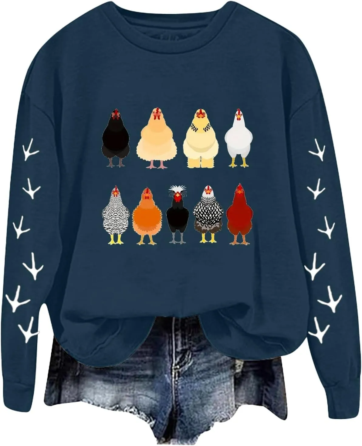 Chicken Mom Sweatshirt for Women Cute Funny Graphic Print Long Sleeve Shirts Farm Fall Crewneck Pullover Tops