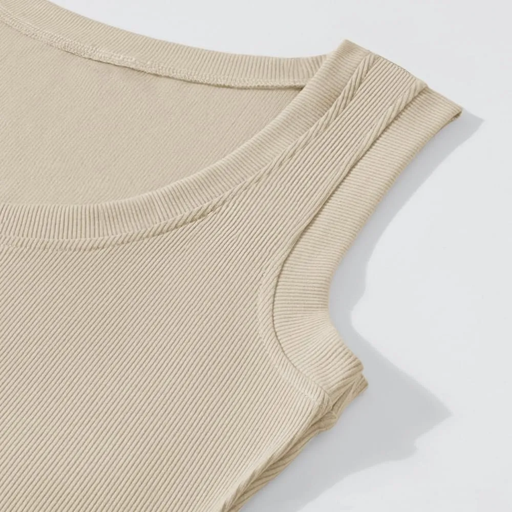 Chulianyouhuo Women's Ribbed Tank Tops Knit Scoop Neck Sleeveless Fitted Casual Tops Summer Slim Basic Tee Shirts